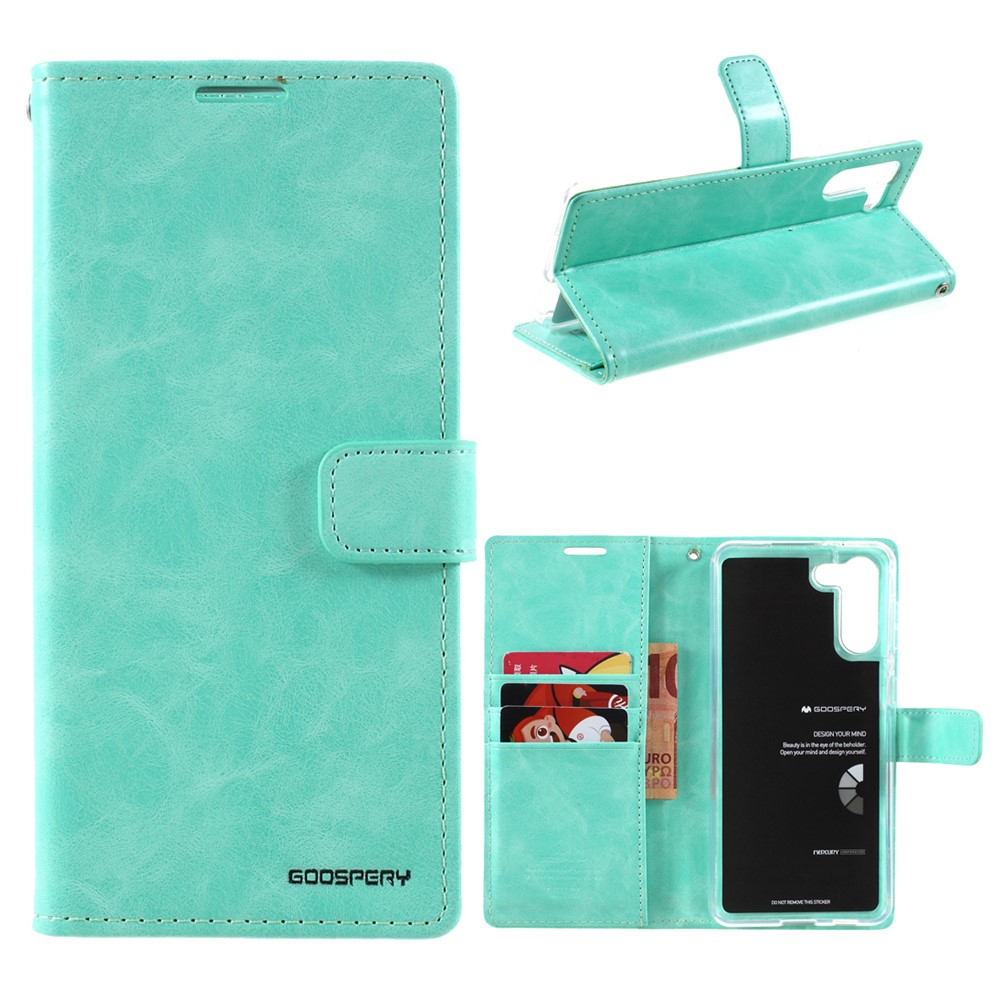 MERCURY GOOSPERY Blue Moon Wallet Leather Cover for Samsung Galaxy S21+ Stand Shell - Cyan-1