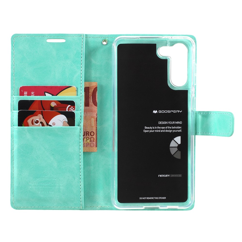 MERCURY GOOSPERY Blue Moon Wallet Leather Cover for Samsung Galaxy S21+ Stand Shell - Cyan-7