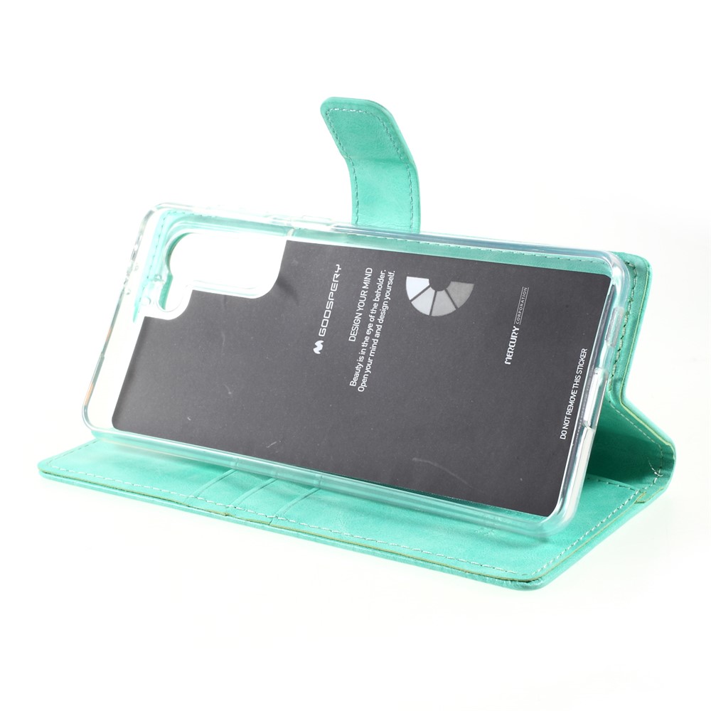 MERCURY GOOSPERY Blue Moon Wallet Leather Cover for Samsung Galaxy S21+ Stand Shell - Cyan-8