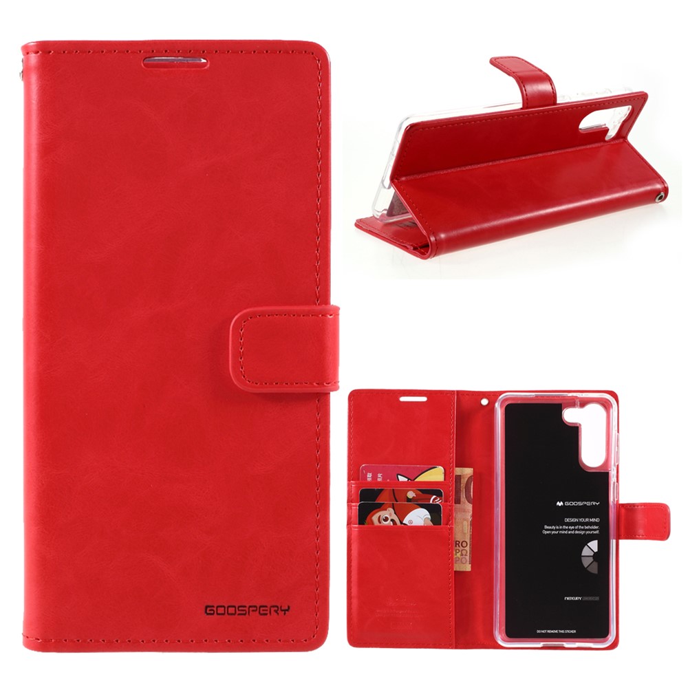 MERCURY GOOSPERY Blue Moon Wallet Leather Cover for Samsung Galaxy S21 Protector Shell - Red-1