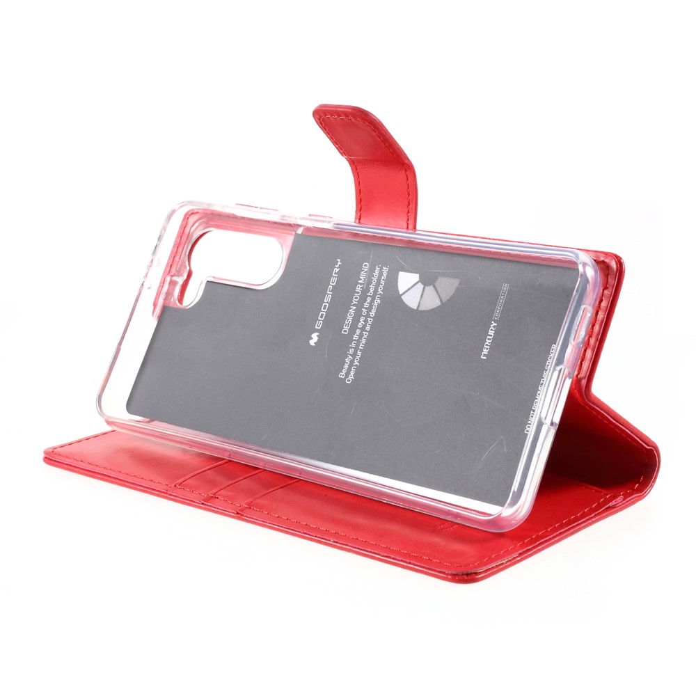 MERCURY GOOSPERY Blue Moon Wallet Leather Cover for Samsung Galaxy S21 Protector Shell - Red-8