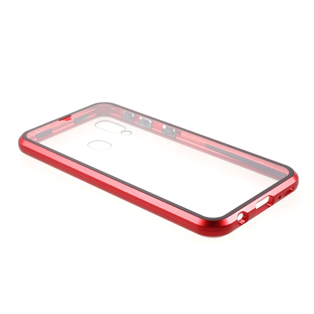 Full Protection Magnetic Adsorption Metal Frame + Double-sided Tempered Glass Phone Shell for Samsung Galaxy A40 - Red-7
