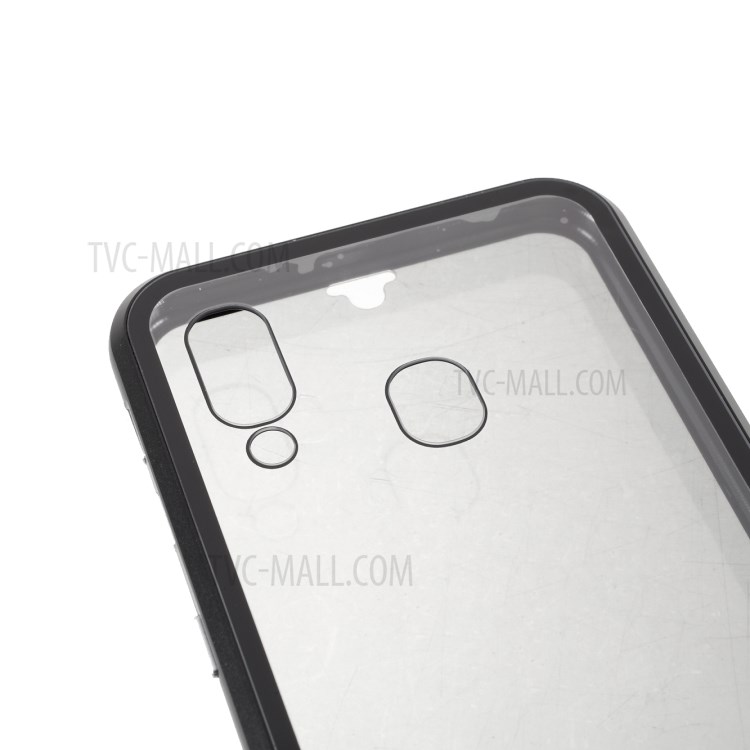 Full Coverage Magnetic Metal Frame + Double-sided Tempered Glass Anti-peep Case for Samsung Galaxy A40 - Black-11