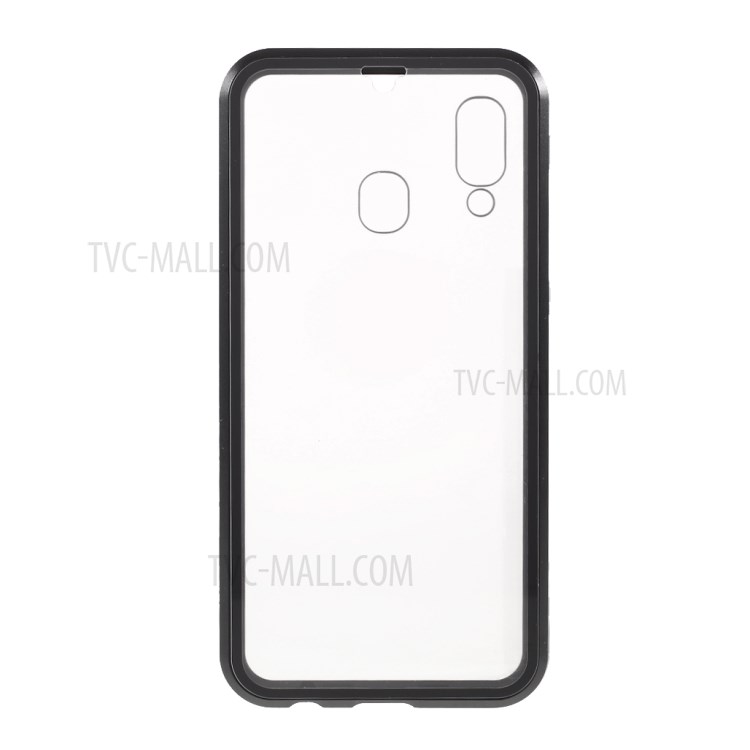 Full Coverage Magnetic Metal Frame + Double-sided Tempered Glass Anti-peep Case for Samsung Galaxy A40 - Black-4