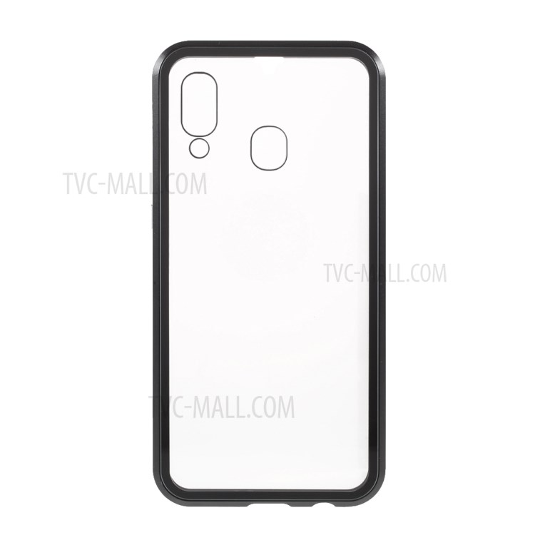Full Coverage Magnetic Metal Frame + Double-sided Tempered Glass Anti-peep Case for Samsung Galaxy A40 - Black-5