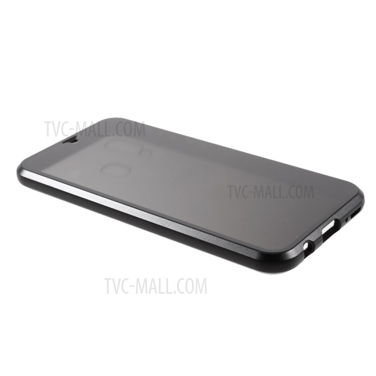 Full Coverage Magnetic Metal Frame + Double-sided Tempered Glass Anti-peep Case for Samsung Galaxy A40 - Black-6