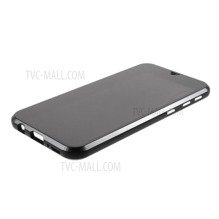 Full Coverage Magnetic Metal Frame + Double-sided Tempered Glass Anti-peep Case for Samsung Galaxy A40 - Black-7