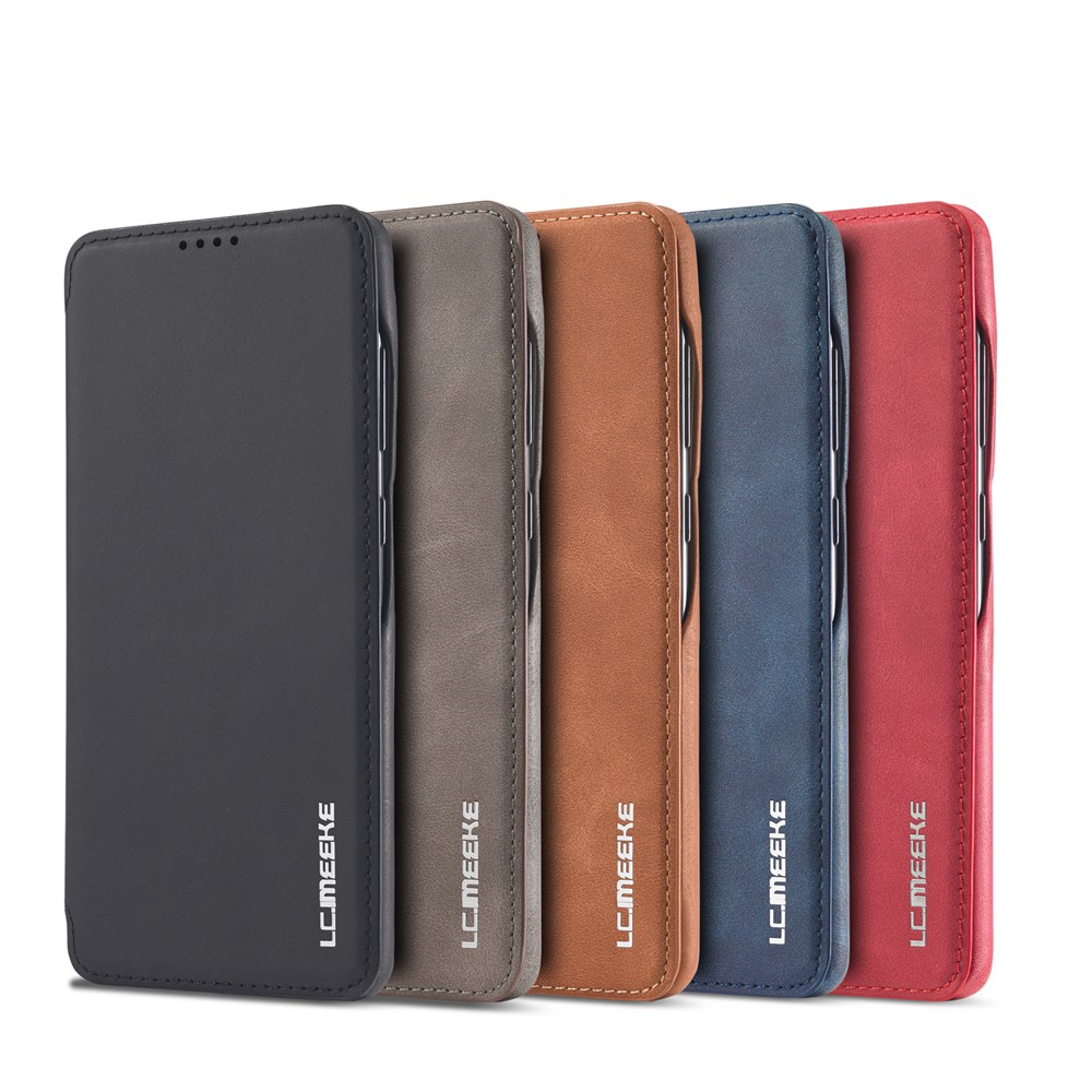 LC.IMEEKE Retro Style Protector Stand Leather Case with Card Holder for Samsung Galaxy S21 Ultra - Black-19