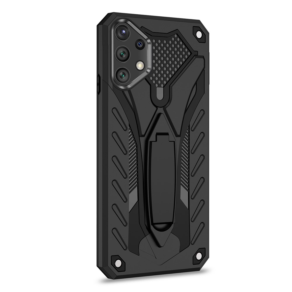 Phantom Knight Style TPU PC Protector Shell for Samsung Galaxy A32 Kickstand Cover - Black-3