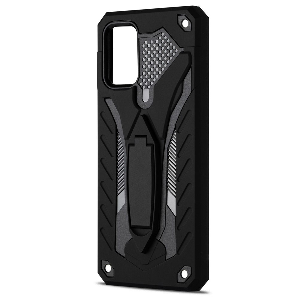 Phantom Knight Style TPU PC Protector Shell Kickstand Cover for Samsung Galaxy A02s (EU Version) - Black-2
