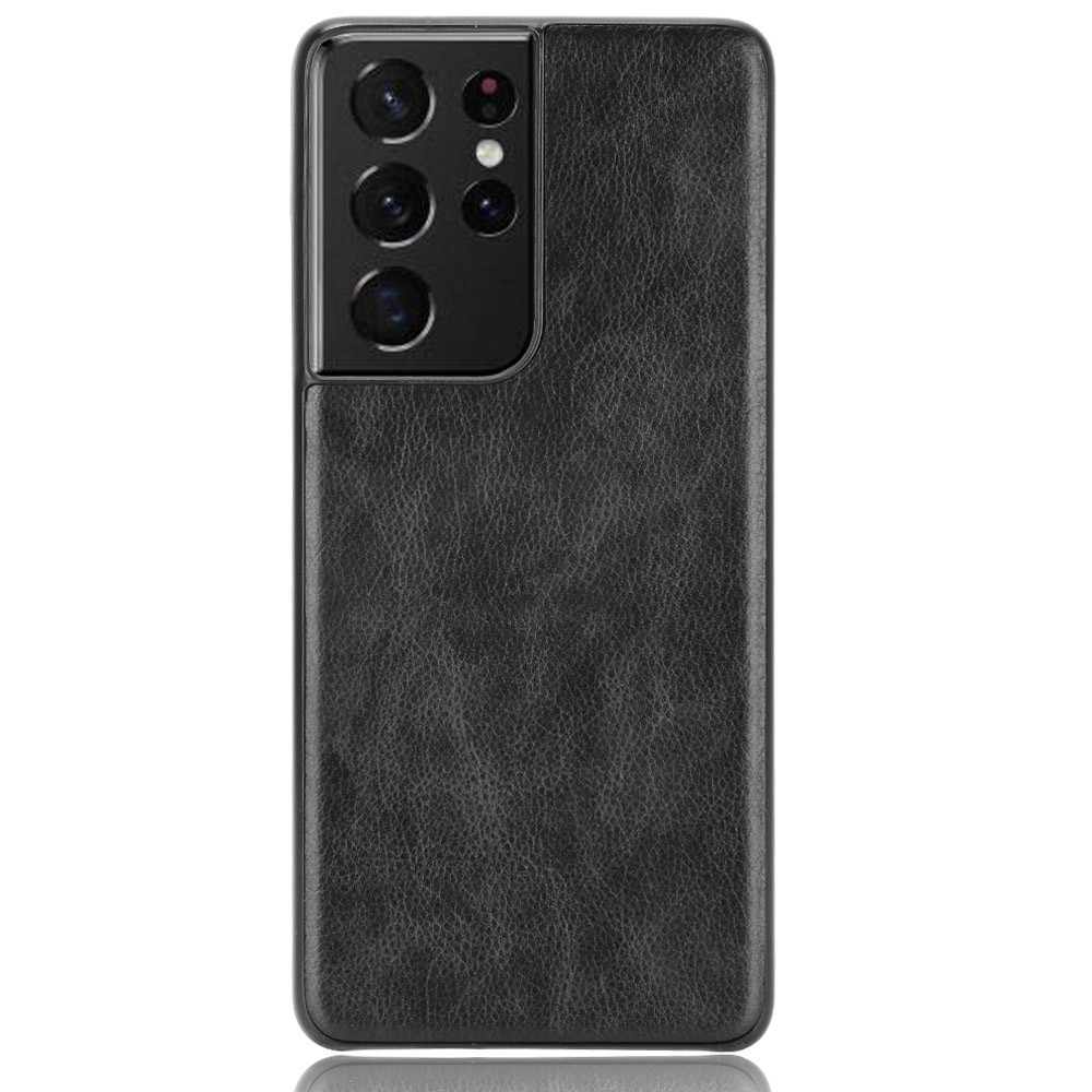 Litchi Texture Leather Coated Phone Case Phone Protective Cover for Samsung Galaxy S21 Ultra 5G - Black-2
