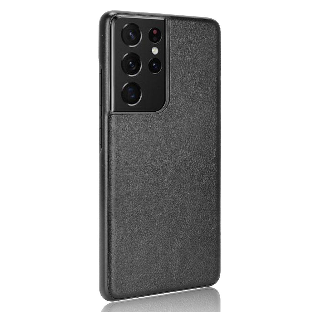 Litchi Texture Leather Coated Phone Case Phone Protective Cover for Samsung Galaxy S21 Ultra 5G - Black-3