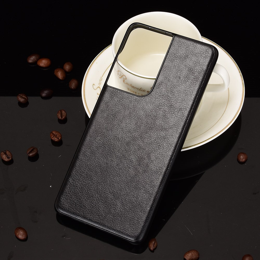 Litchi Texture Leather Coated Phone Case Phone Protective Cover for Samsung Galaxy S21 Ultra 5G - Black-6
