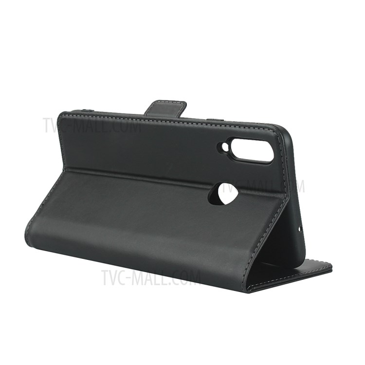 Genuine Leather Wallet Stand Design Protector Shell with Dual-Magnet-Clasp for Samsung Galaxy A20s - Black-5