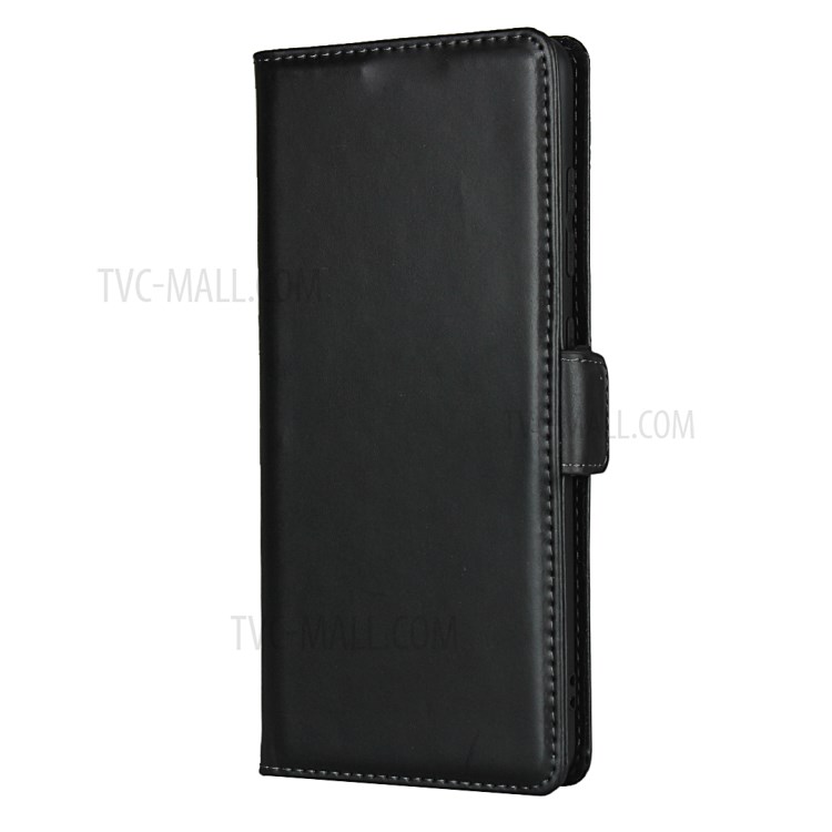 Wallet Stand Design Genuine Leather Protector Shell for Samsung Galaxy A51 SM-A515 - Black-2