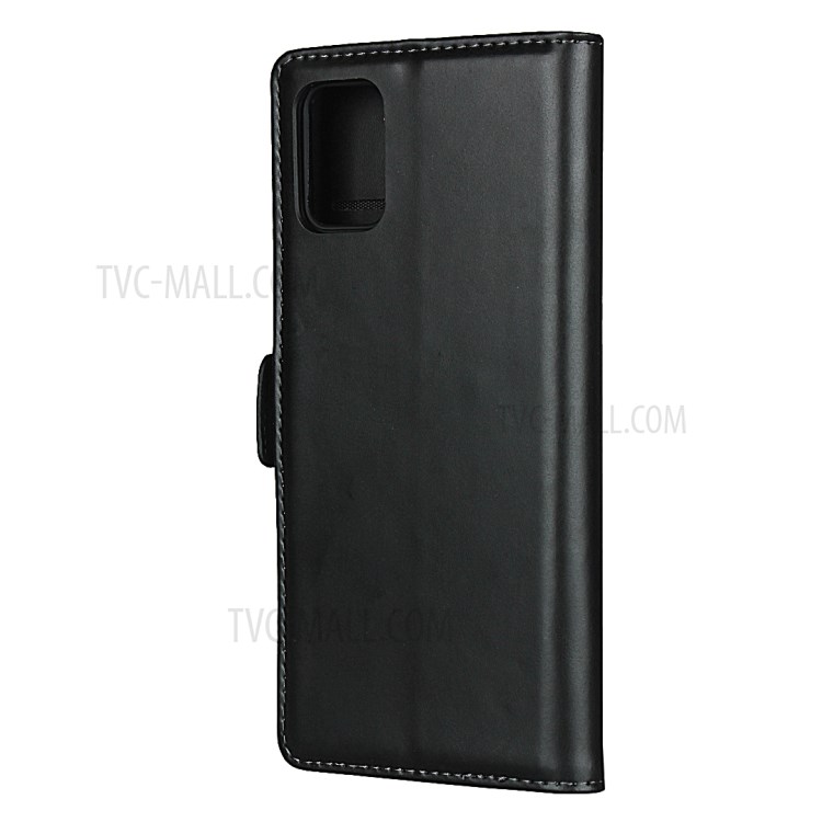 Wallet Stand Design Genuine Leather Protector Shell for Samsung Galaxy A51 SM-A515 - Black-3