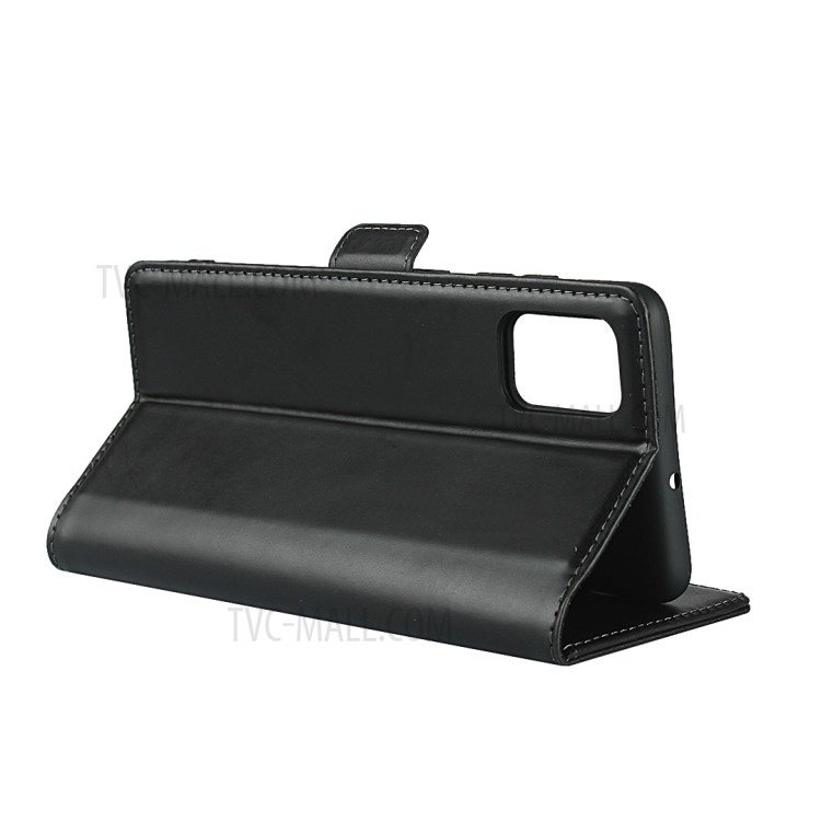 Wallet Stand Design Genuine Leather Protector Shell for Samsung Galaxy A51 SM-A515 - Black-5