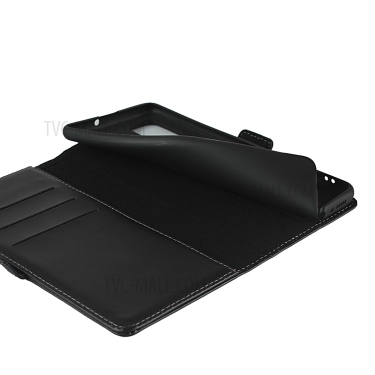 Wallet Stand Design Genuine Leather Protector Shell for Samsung Galaxy A51 SM-A515 - Black-7