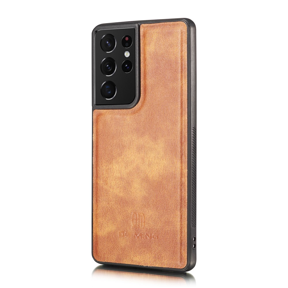 DG.MING Detachable 2-in-1 PC Cover Split Leather Case for Samsung Galaxy S21 Ultra 5G - Brown-3