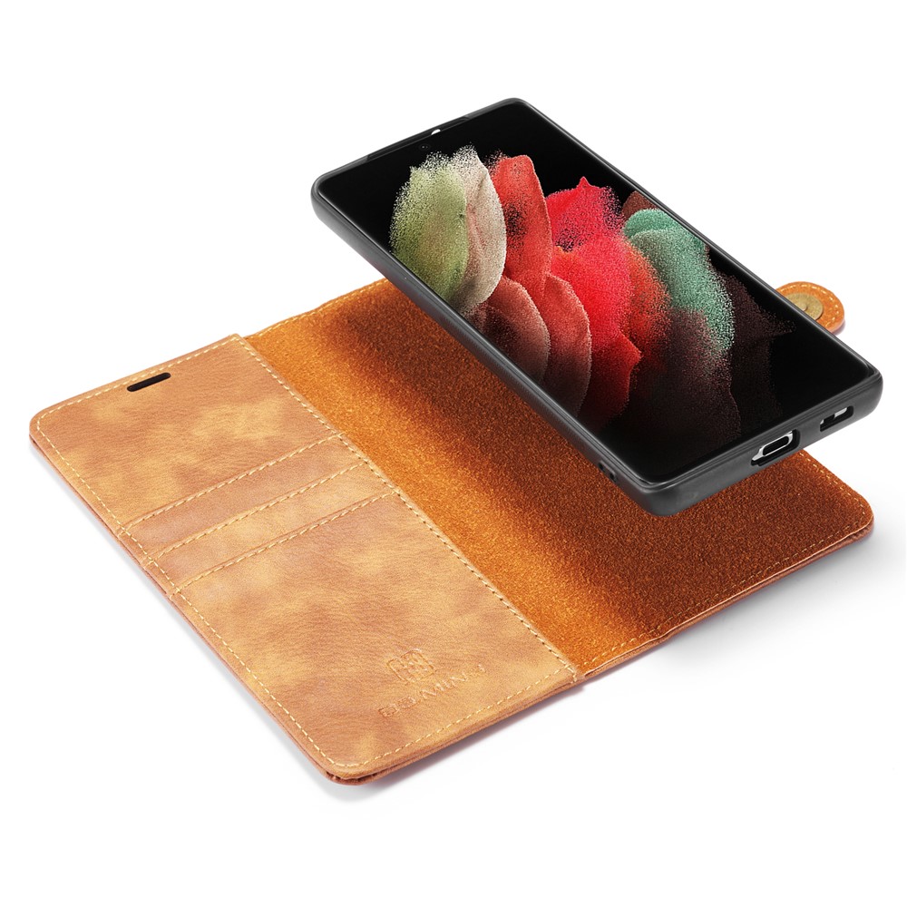DG.MING Detachable 2-in-1 PC Cover Split Leather Case for Samsung Galaxy S21 Ultra 5G - Brown-5