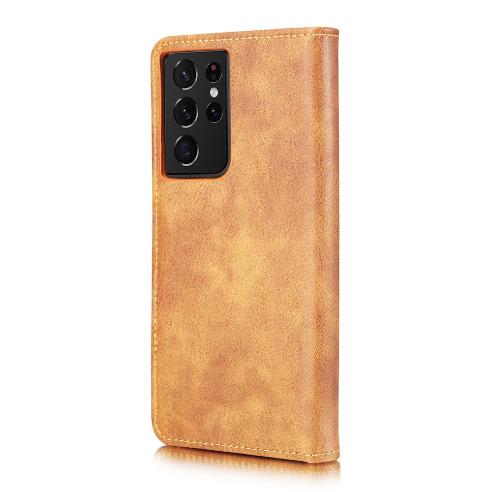 DG.MING Detachable 2-in-1 PC Cover Split Leather Case for Samsung Galaxy S21 Ultra 5G - Brown-6