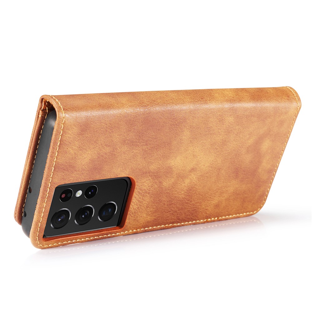 DG.MING Detachable 2-in-1 PC Cover Split Leather Case for Samsung Galaxy S21 Ultra 5G - Brown-7