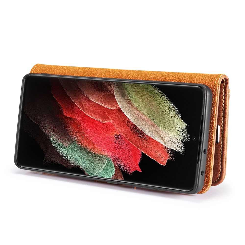 DG.MING Detachable 2-in-1 PC Cover Split Leather Case for Samsung Galaxy S21 Ultra 5G - Brown-8