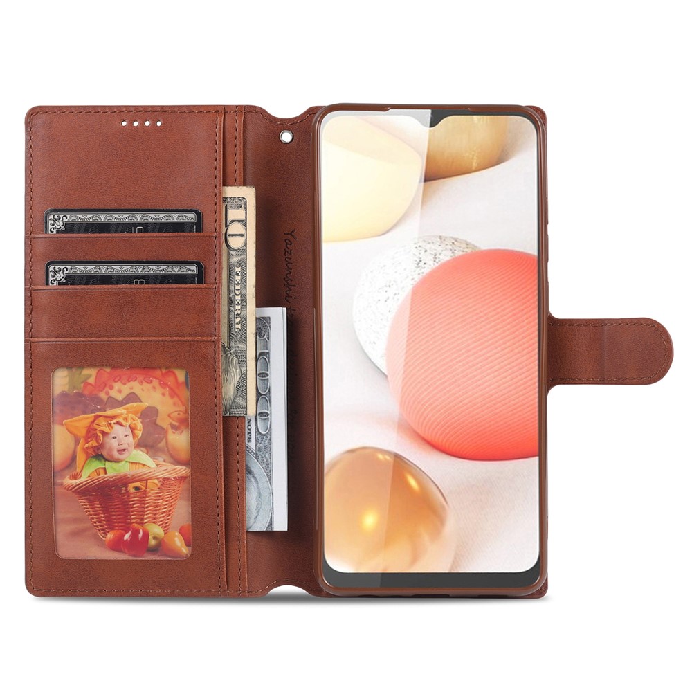 AZNS Wallet Leather Case for Samsung Galaxy A02s (EU Version) Cover - Brown-8