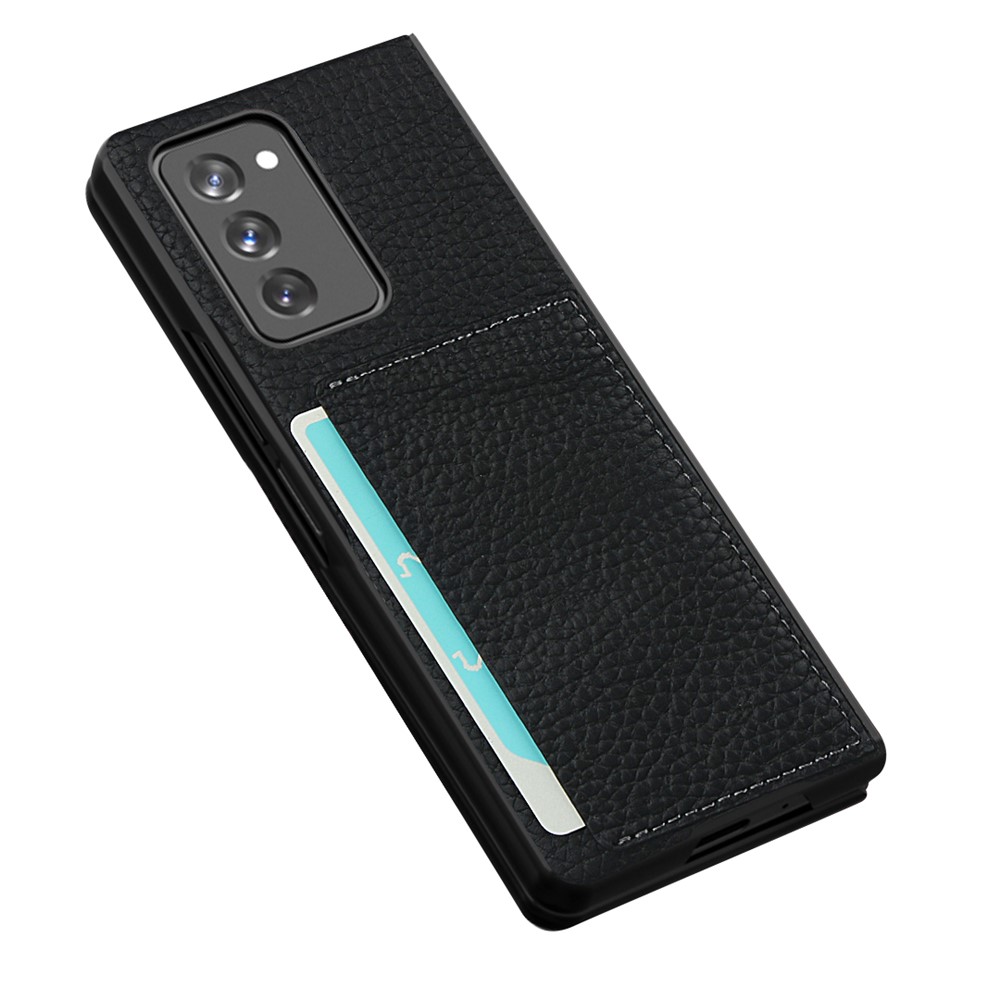 Litchi Texture Genuine Leather Case with Card Slot for Samsung Galaxy Z Fold2 5G - Black-4