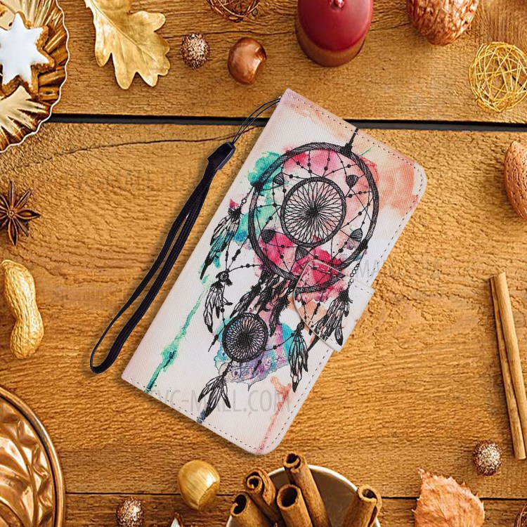 Pattern Printing Design PU Leather Wallet Phone Stand Case with Strap for Samsung Galaxy A32 - Blue Butterfly-10