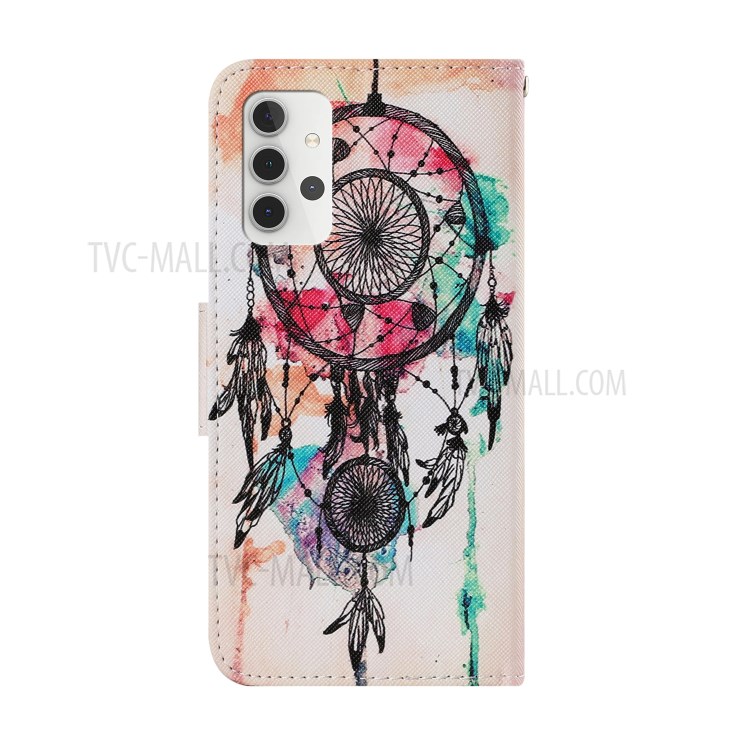 Pattern Printing Design PU Leather Wallet Phone Stand Case with Strap for Samsung Galaxy A32 - Blue Butterfly-7