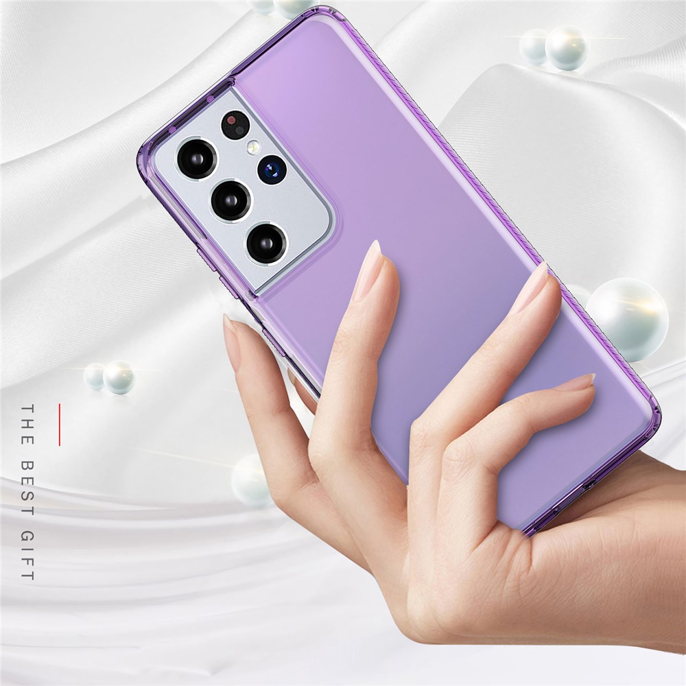 GW18 Clear Color TPU Case for Samsung Galaxy S21 Ultra - Purple-2