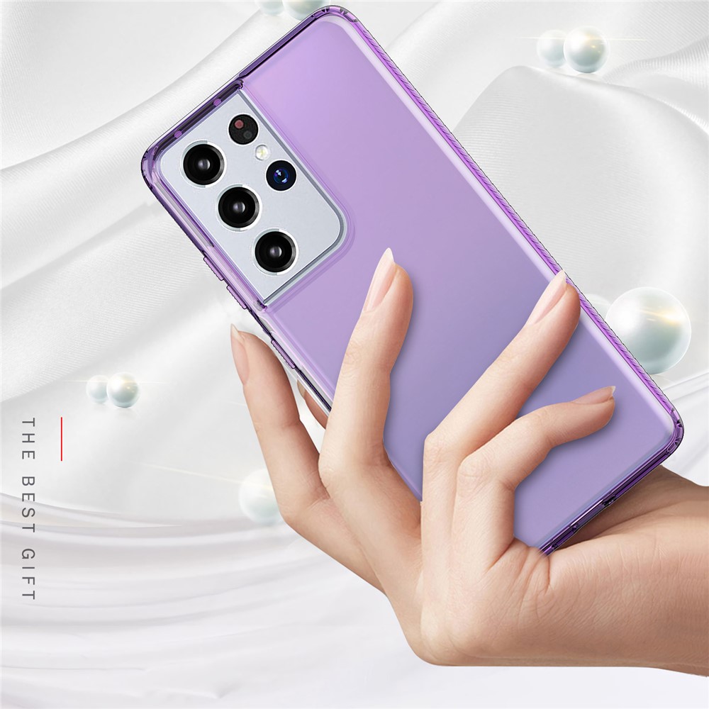 Caso TPU de Cores Claras GW18 Para Samsung Galaxy S21 Ultra 5G - Roxo-2