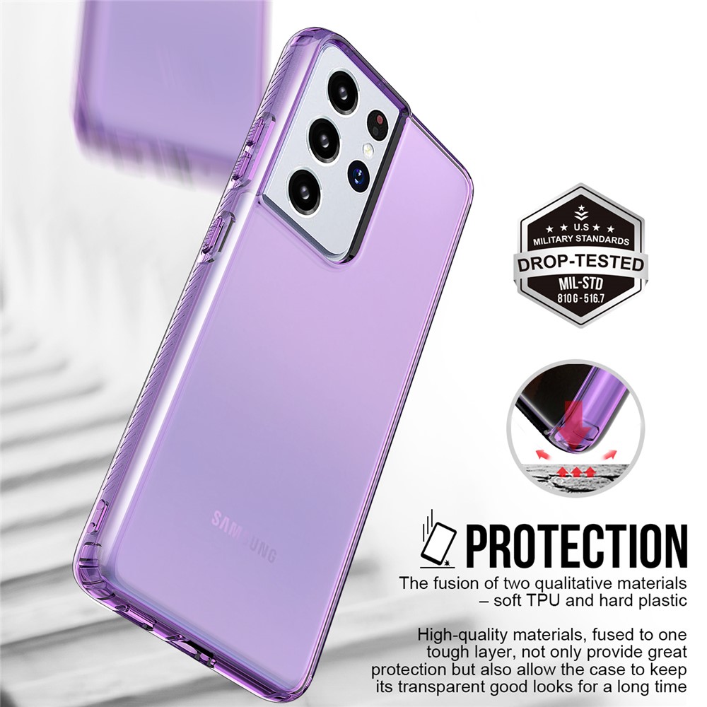 GW18 Clear Color TPU Case for Samsung Galaxy S21 Ultra - Purple-4
