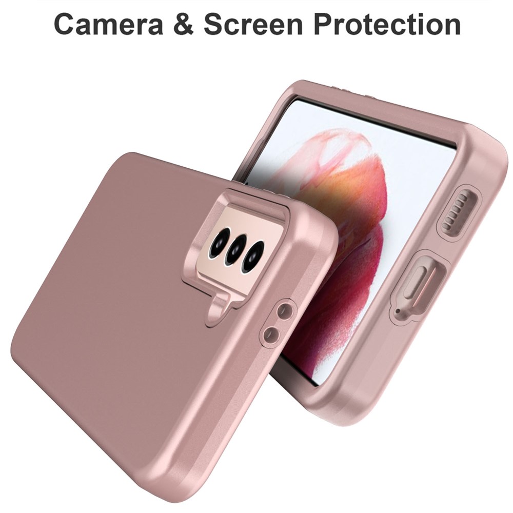 Rubberized Thicken TPU + PC Hybrid Case for Samsung Galaxy S21 Cover - Pink-3