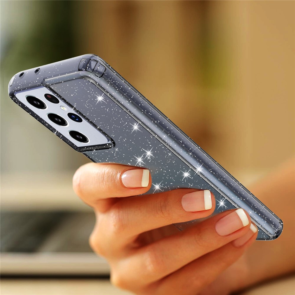 GW18 Clear Color Flash Powder TPU Protective Case for Samsung Galaxy S21 Ultra - Grey-2