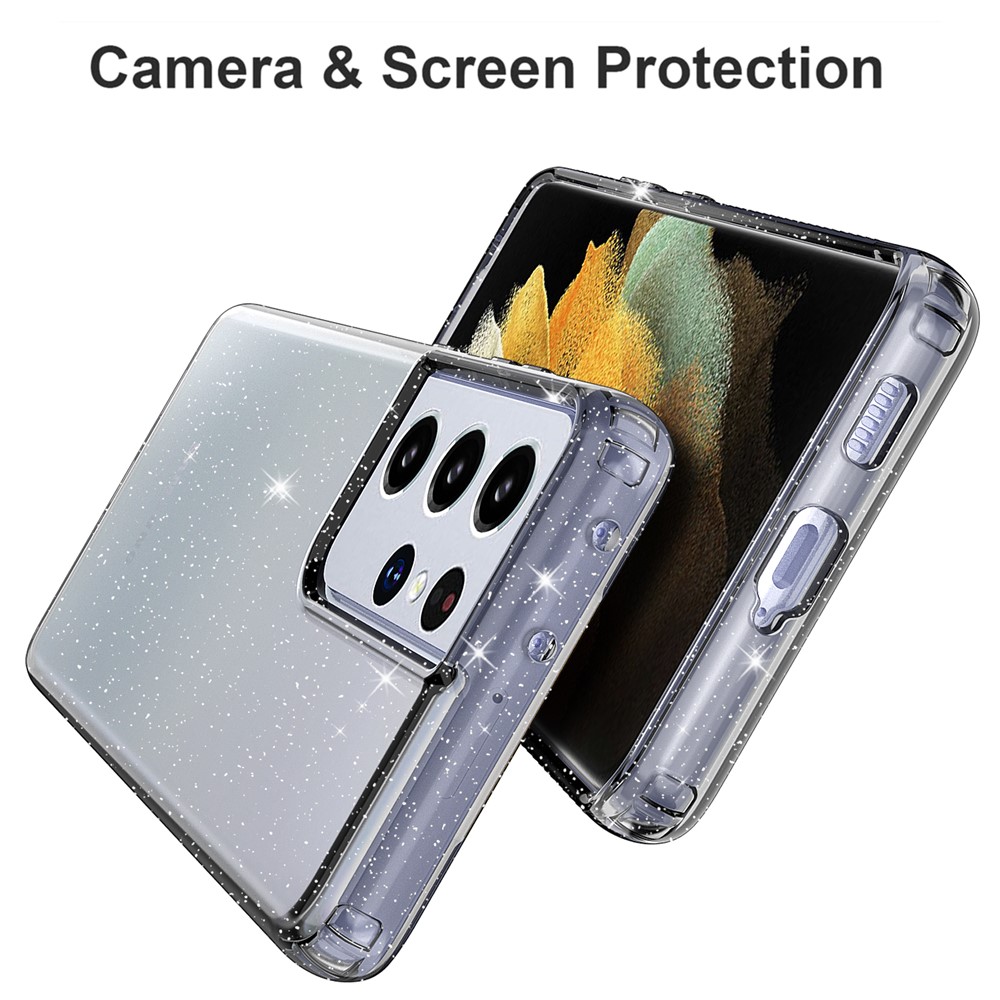 GW18 Clear Color Flash Powder TPU Protective Case for Samsung Galaxy S21 Ultra - Grey-6