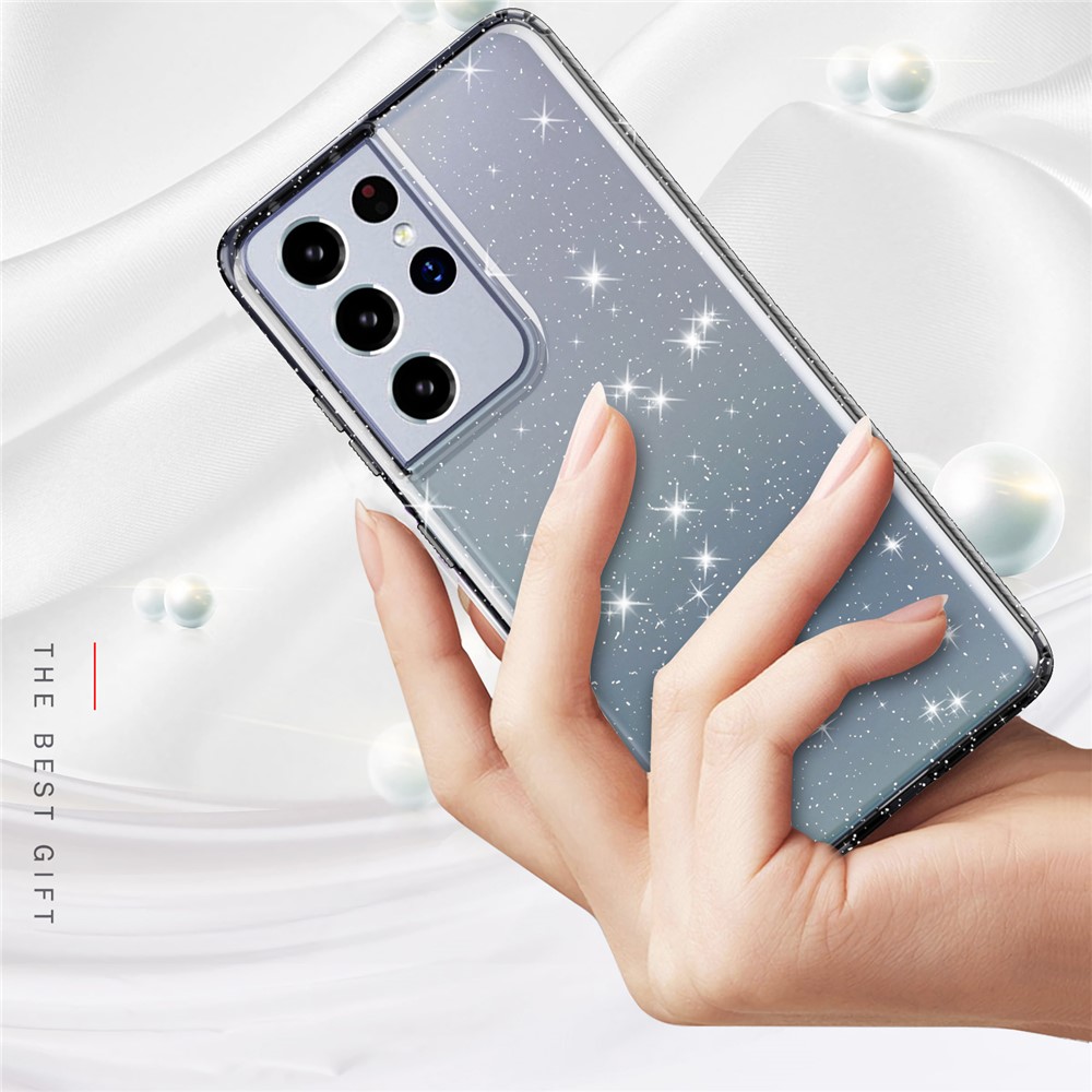 GW18 Clear Color Flash Powder TPU Protective Case for Samsung Galaxy S21 Ultra - Grey-7