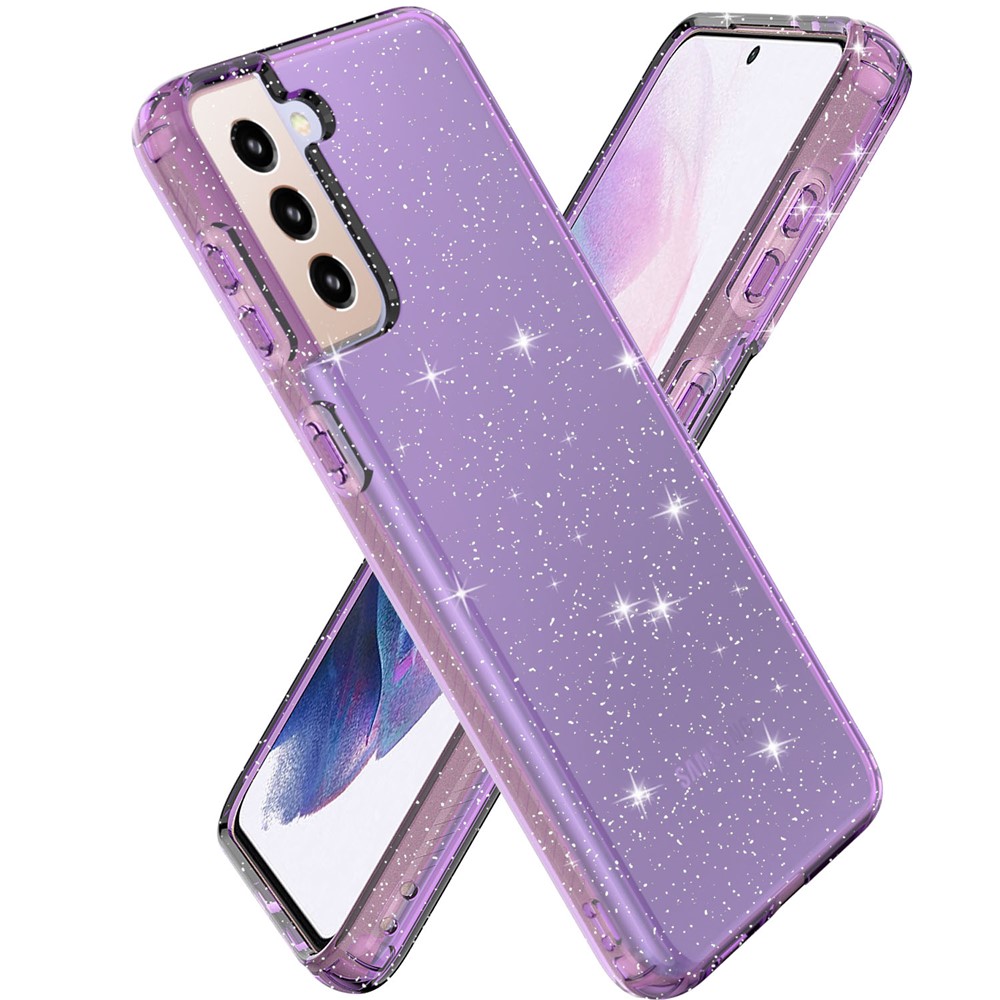 GW18 Clear Color Flash Powder TPU Case for Samsung Galaxy S21+ - Purple-1