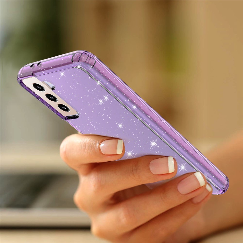 GW18 Clear Color Flash Powder TPU Case for Samsung Galaxy S21+ - Purple-2
