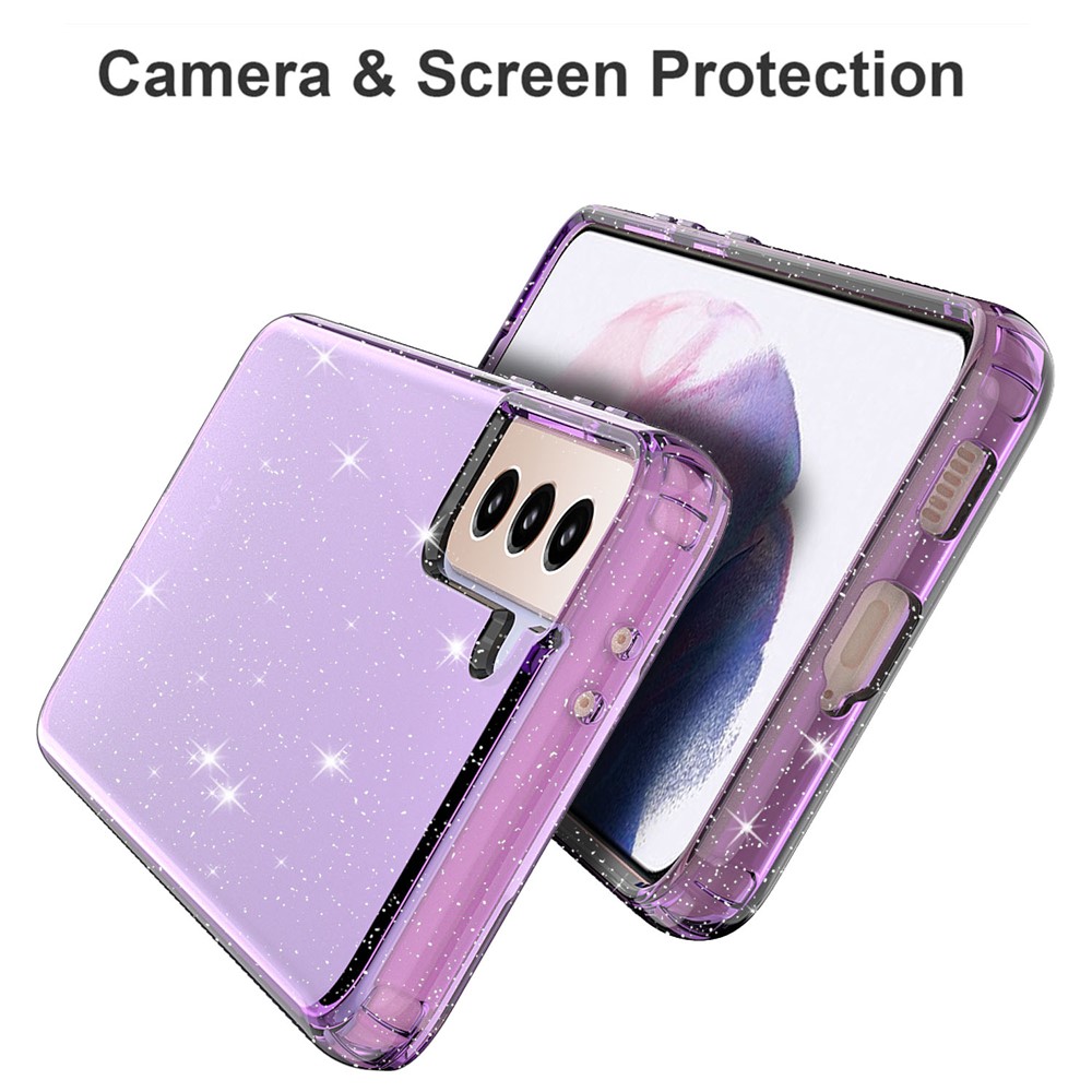 GW18 Clear Color Flash Powder TPU Case for Samsung Galaxy S21+ - Purple-4