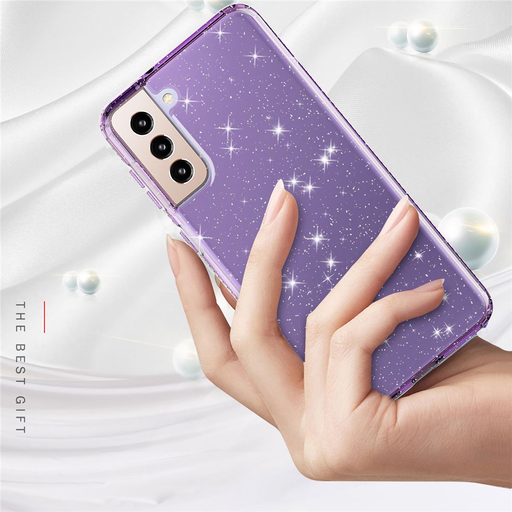 GW18 Clear Color Flash Powder TPU Case for Samsung Galaxy S21+ - Purple-7