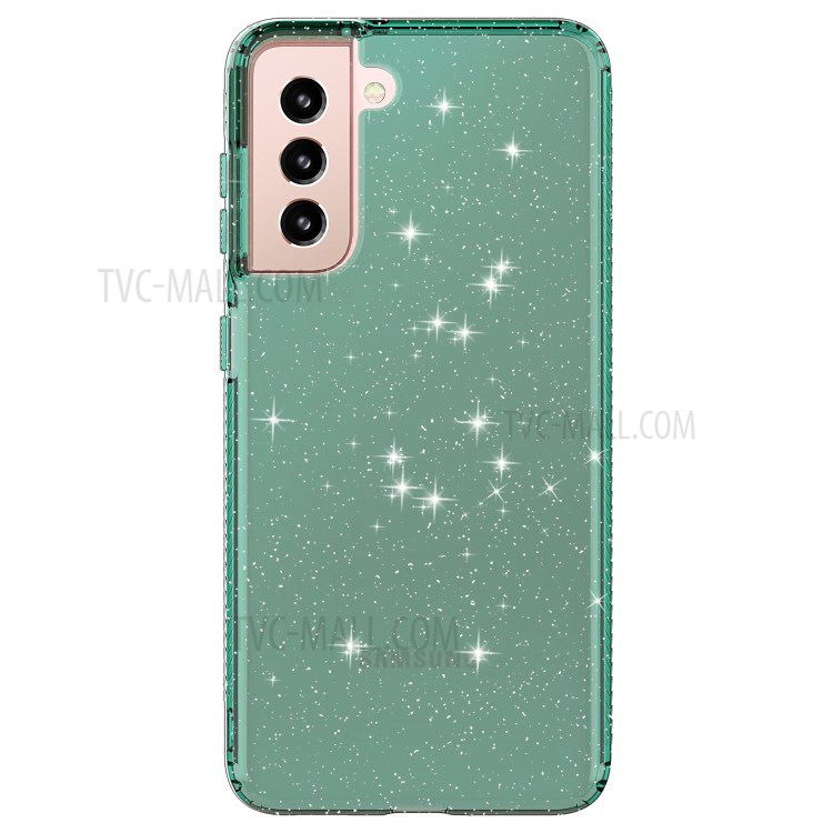 GW18 Clear Color Flash Powder TPU Case for Samsung Galaxy S21 Cover - Green-6