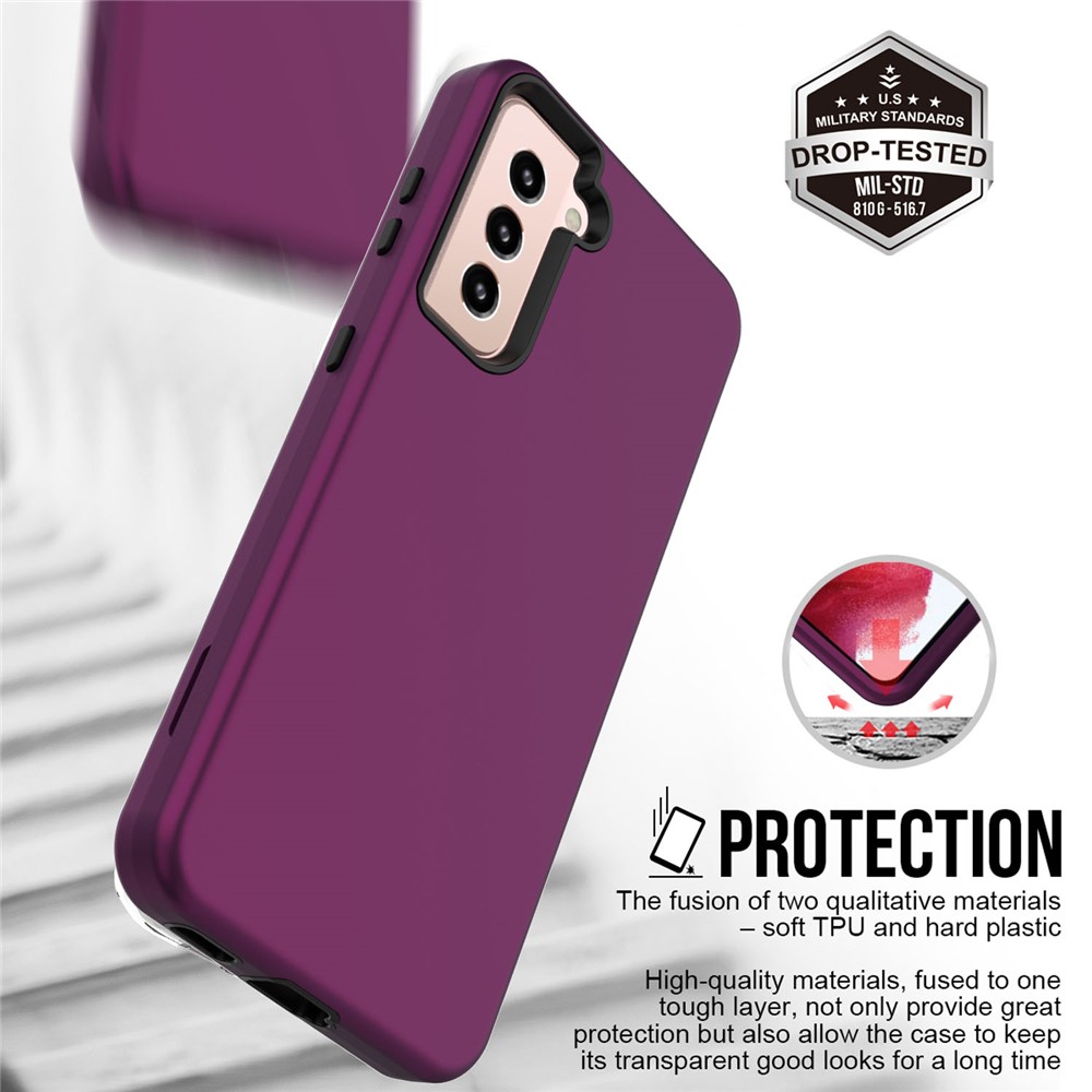 Rubberized Thicken TPU + PC Hybrid Case for Samsung Galaxy S21+ Shell - Purple-4