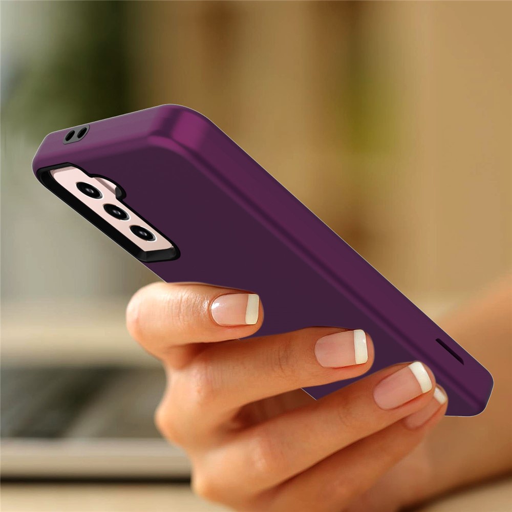 Rubberized Thicken TPU + PC Hybrid Case for Samsung Galaxy S21+ Shell - Purple-7