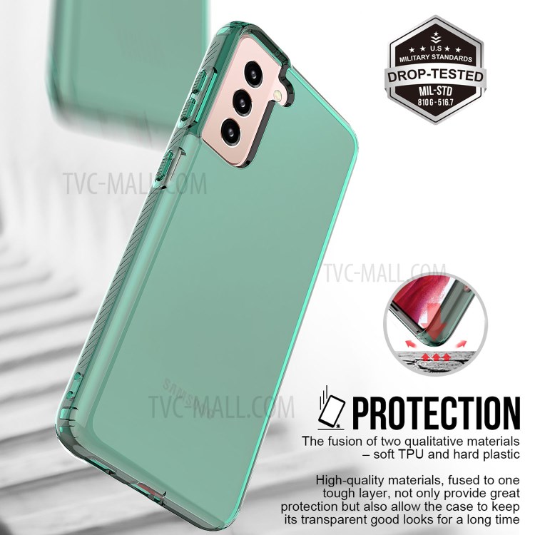 GW18 Clear Color TPU Protective Case for Samsung Galaxy S21 Cover - Green-6