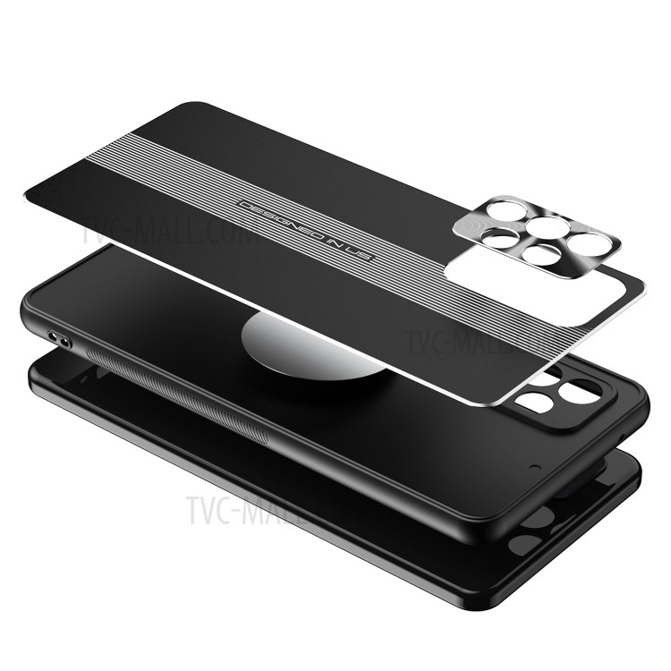 Built-in Magnet Sheet Design Full Protection TPU + Metal Shockproof Hybrid Protective Case for Samsung Galaxy A72 5G - Black-2