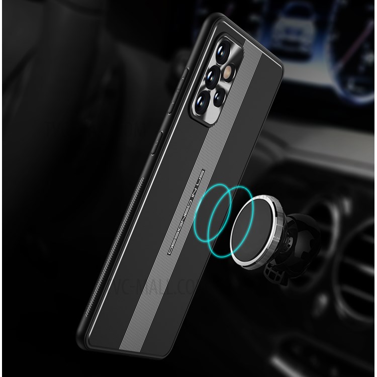 Built-in Magnet Sheet Design Full Protection TPU + Metal Shockproof Hybrid Protective Case for Samsung Galaxy A72 5G - Black-3
