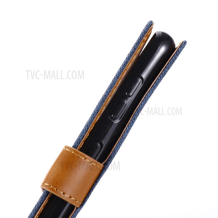 Jeans Cloth Wallet PU Leather Stand Protector Case for Samsung Galaxy S21 5G - Dark Blue-10