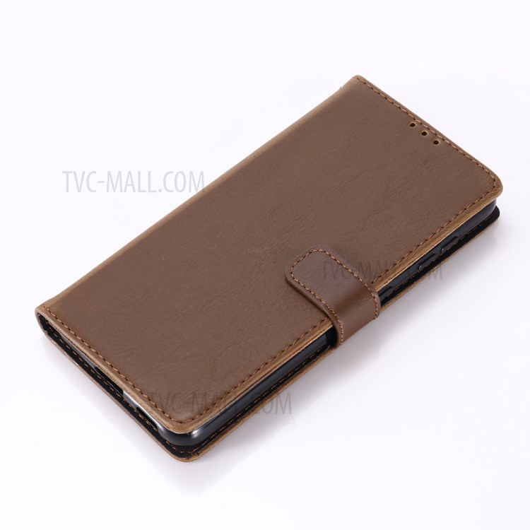 Retro Style Crazy Horse Leather Wallet Case for Samsung Galaxy S21 5G Cover - Coffee-9